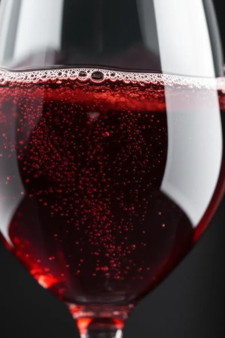 Bolhas indesejadas em um copo de vinho tinto tranquilo