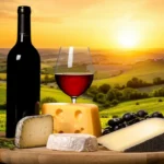 Garrafa vinho italiano toscana sunset