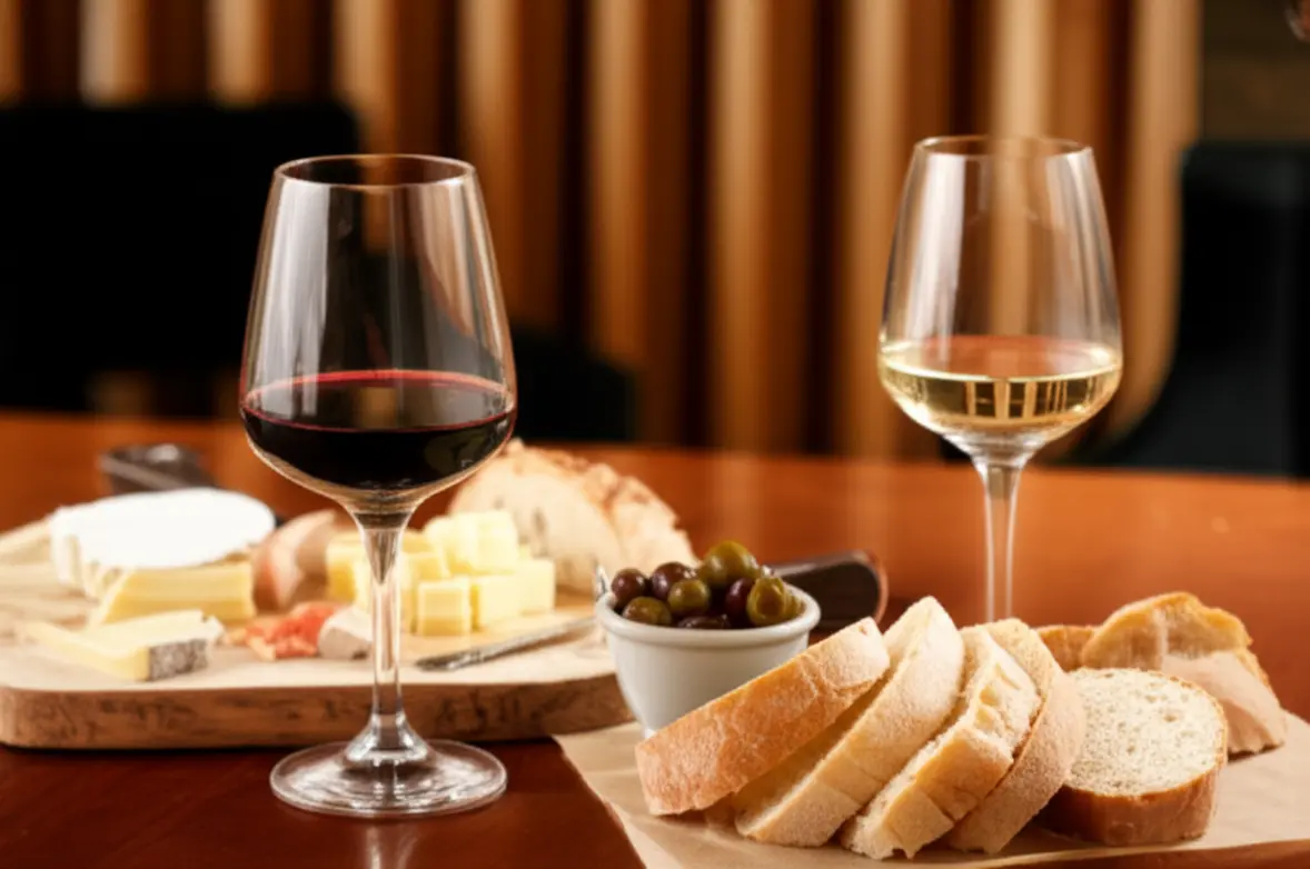 Pratos simples harmonizando com taças de vinho acessível