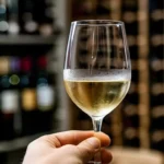 Mao segurando taca vinho condensacao