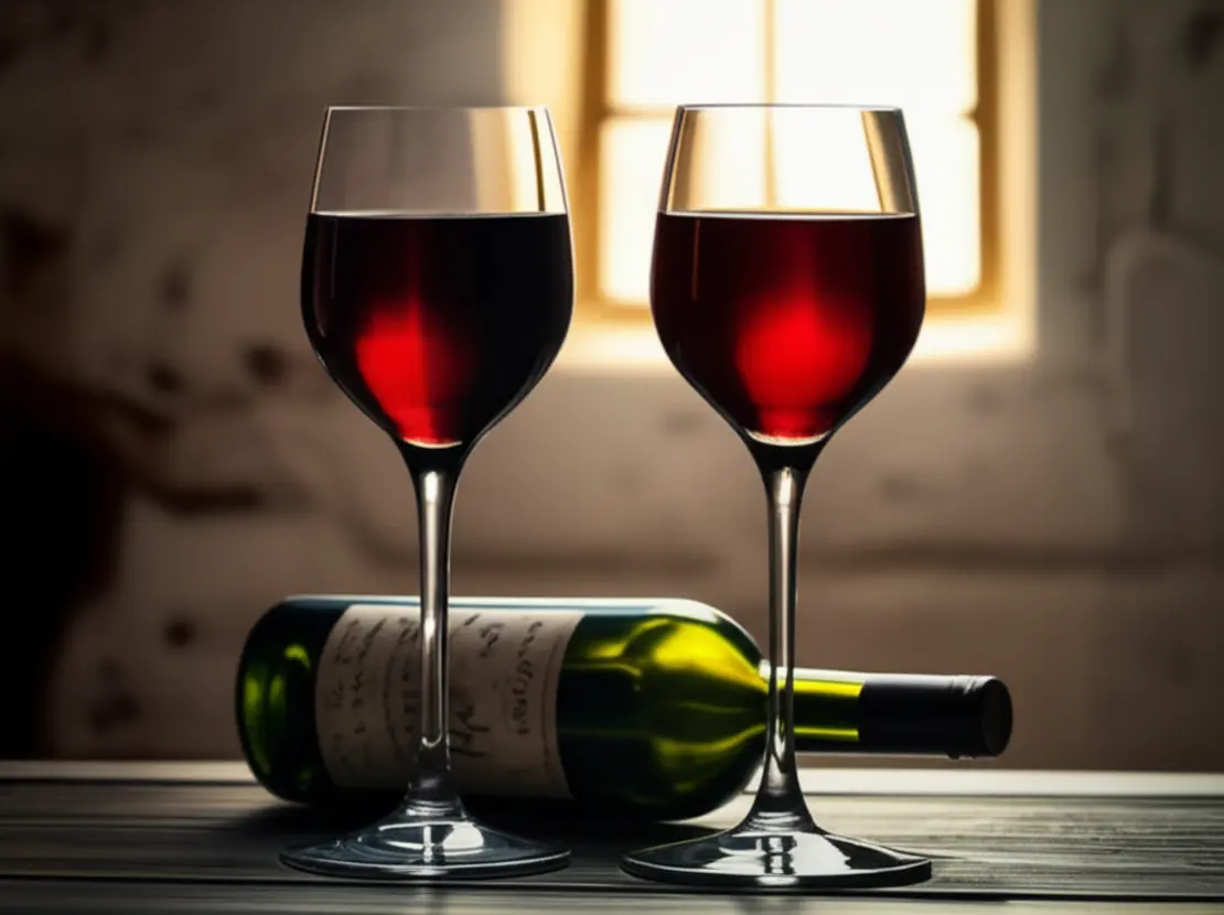 Garrafas de vinho envelhecendo em adega escura