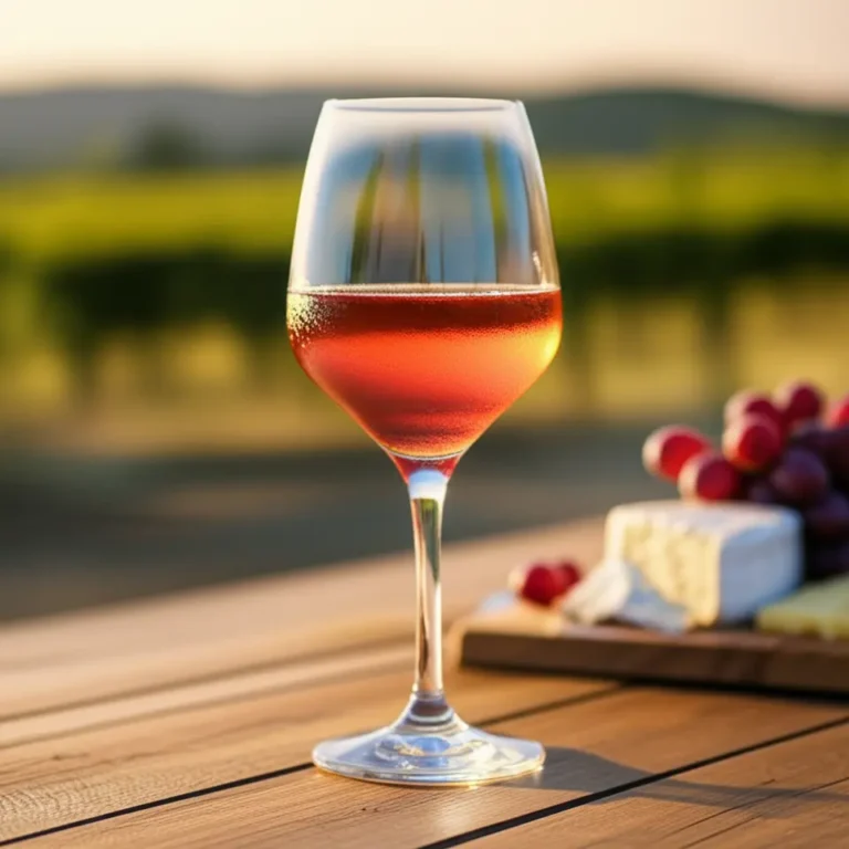 Vinho rose taca vinhedo por do sol