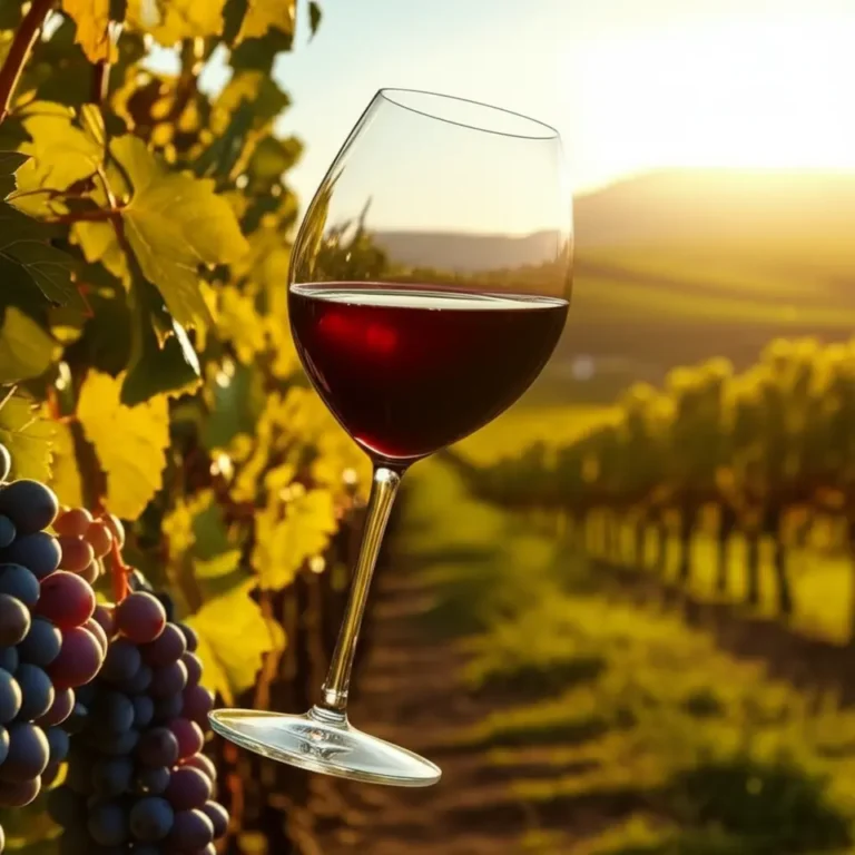 Vinho servido vinhedo por do sol