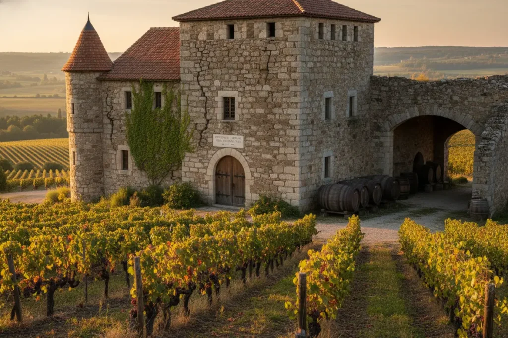 Arquitetura clássica de vinícola em pedra antiga