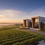 Vinicola moderna por do sol