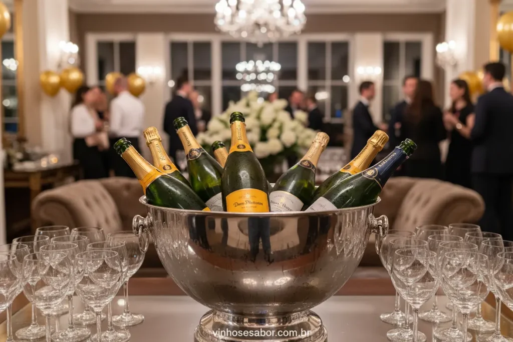 Espumantes e Champagnes de luxo para recepção.