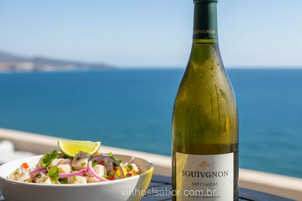 Sauvignon Blanc harmonizando com ceviche fresco.