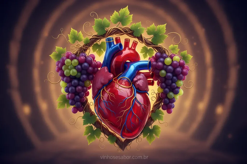 Taça de vinho tinto e estetoscópio simbolizando saúde cardíaca