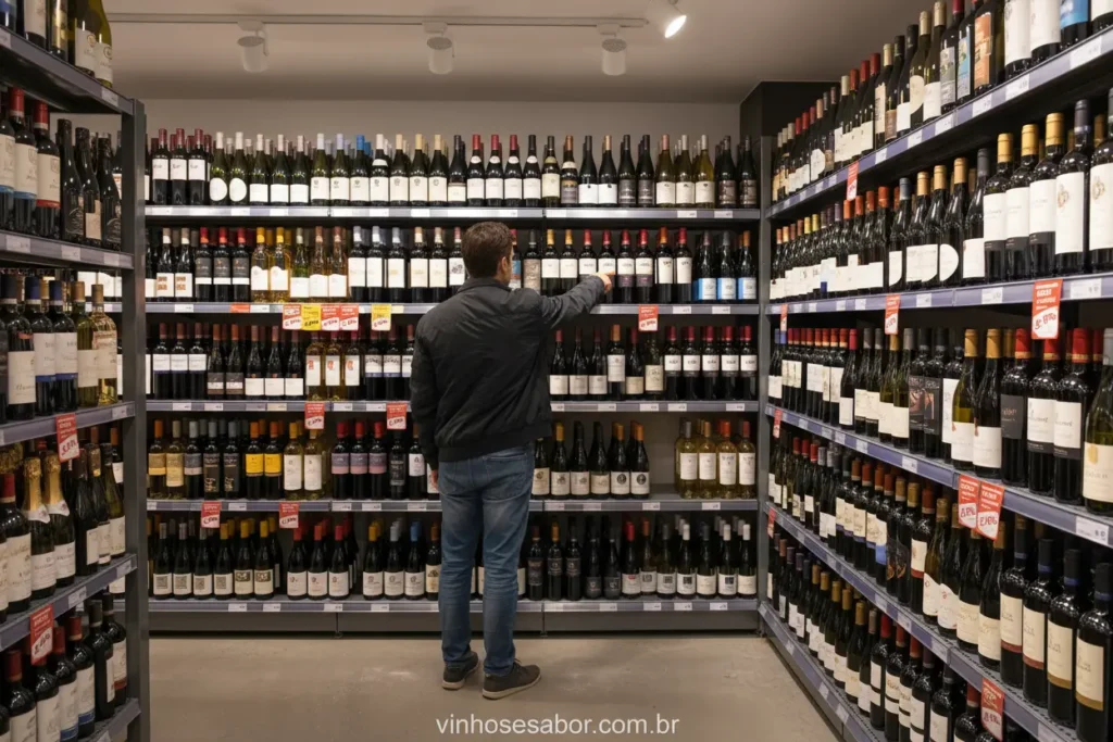 Comparando preços de vinhos econômicos em lojas e online