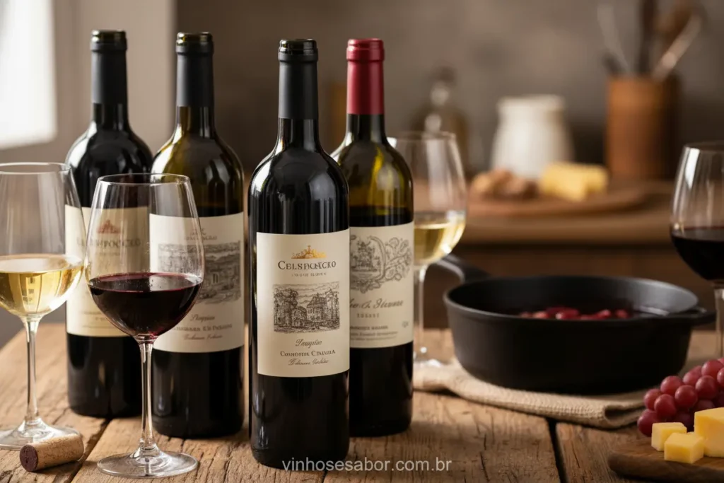 Seleção de vinhos para redução culinária.