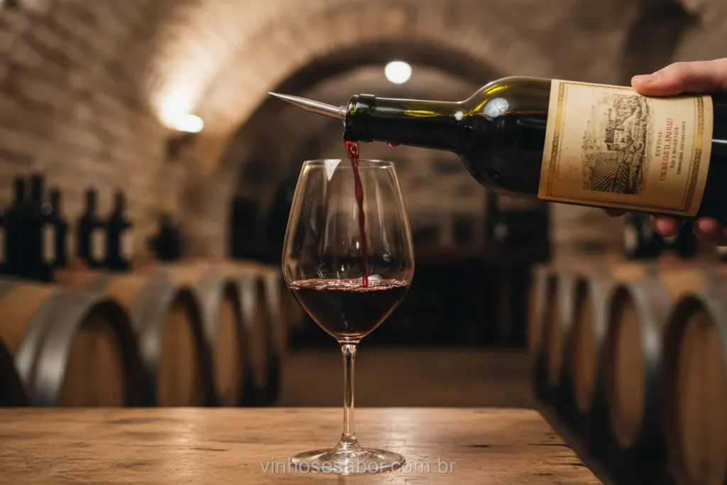 Sommelier degustando vinho em documentário.