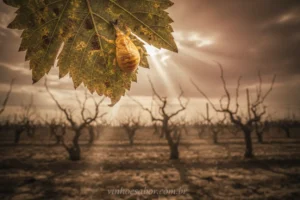 Filoxera em folha de videira, a praga que mudou o mundo do vinho.