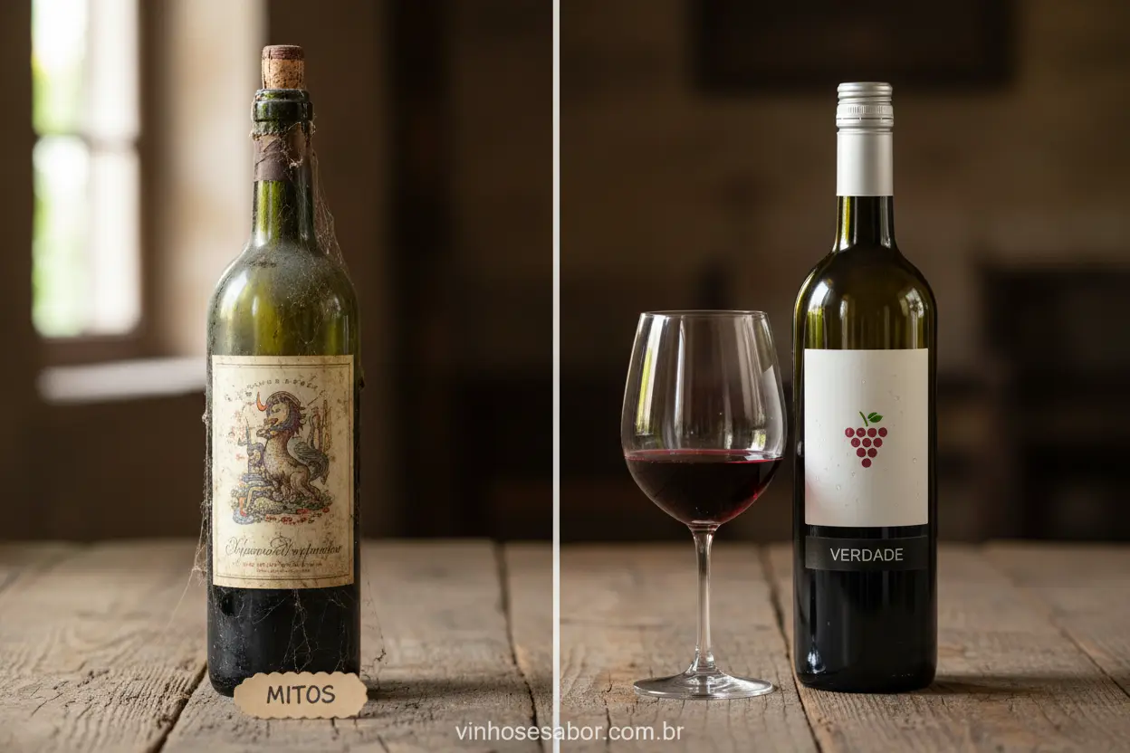 Comparação visual de vinho com rolha e vinho com tampa de rosca