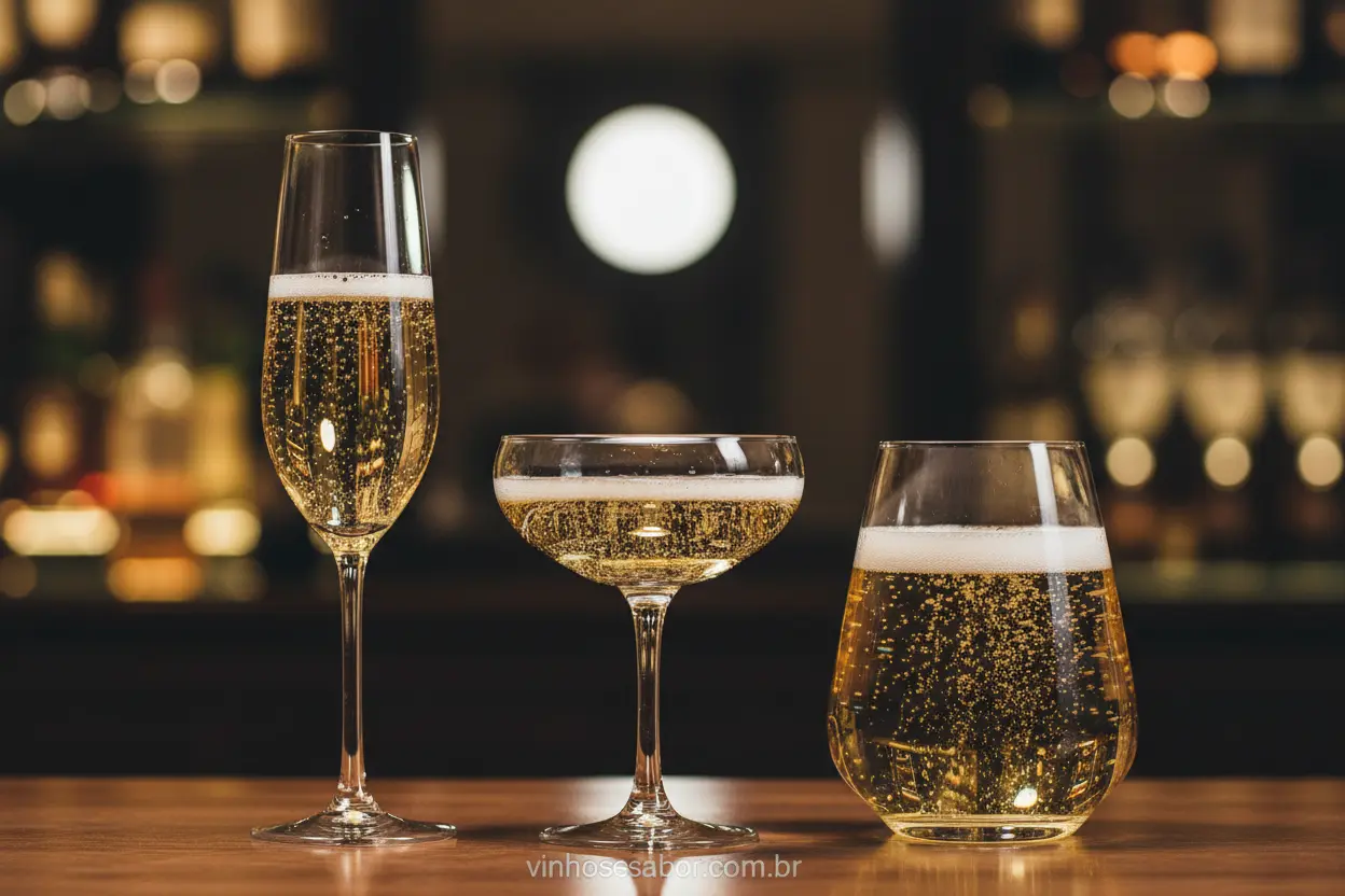 Taças de vinho para espumantes.