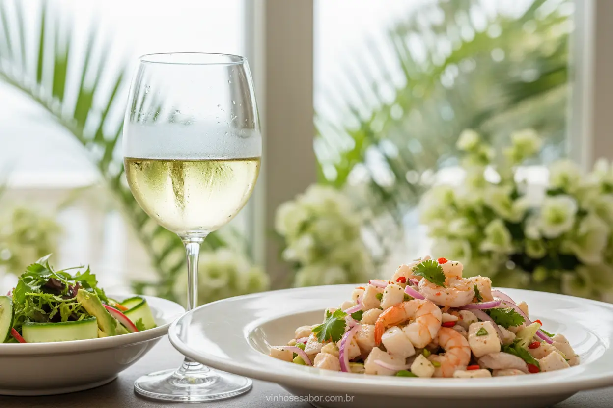 Vinho branco leve com ceviche