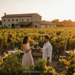 Casal brinda em vinícola