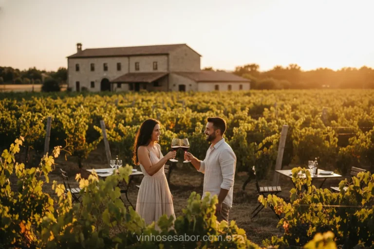 Casal brinda em vinícola