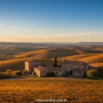 Vinhedo histórico em Rioja, Espanha, ao pôr do sol
