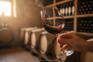 Pessoa degustando vinho tinto, entendendo os aromas do vinho.