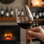 Mão segurando taça de vinho tinto, guia para degustação de vinhos