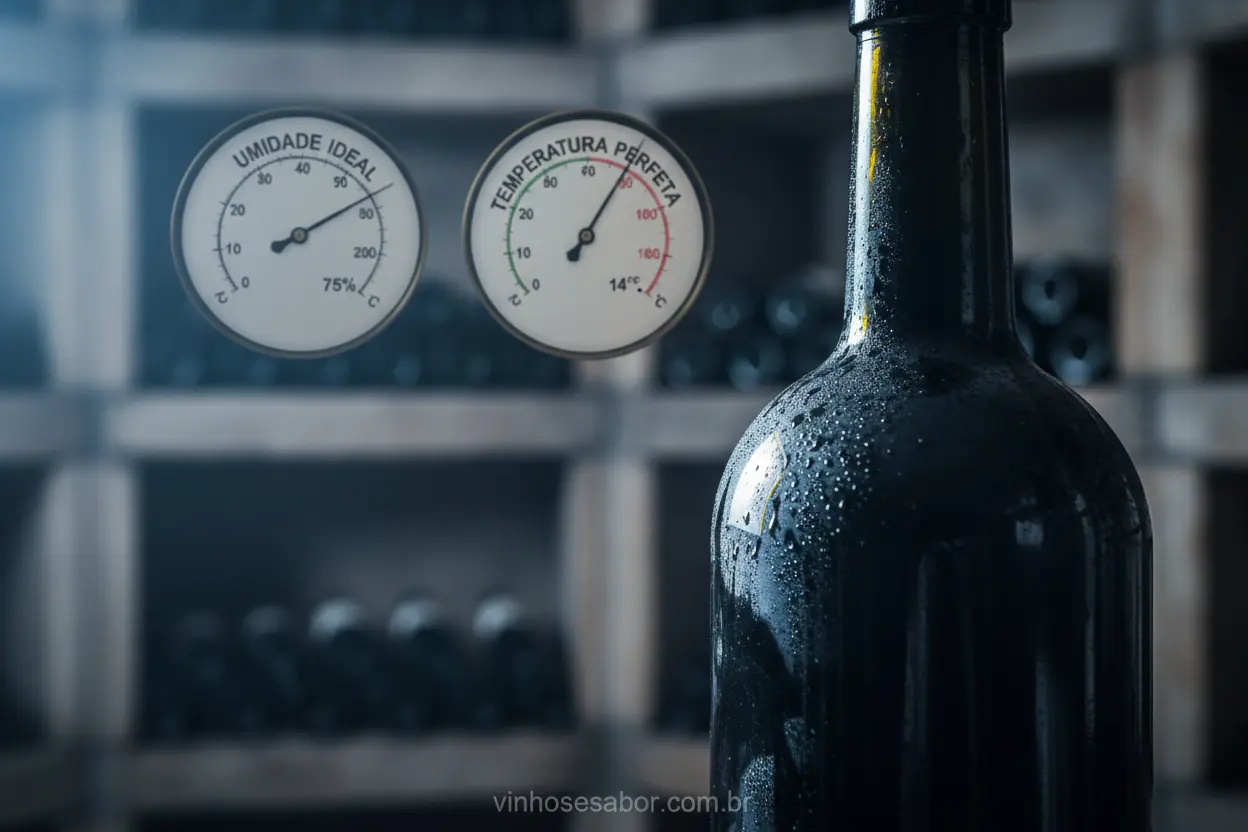 Temperatura e umidade para vinho.