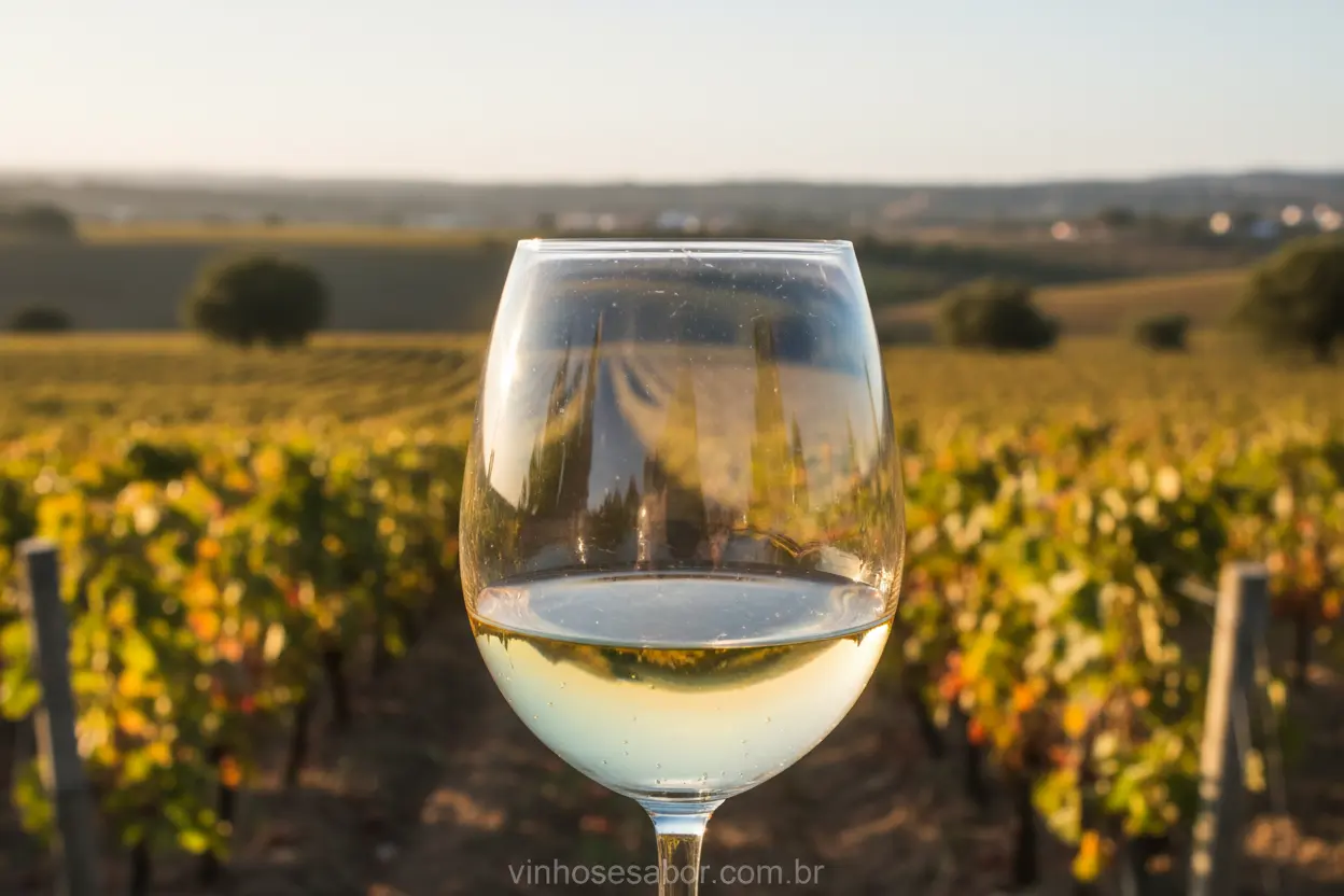 Vinho branco do Alentejo em taça