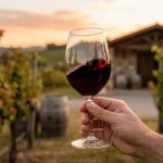 Mão segurando taça de vinho Cabernet Sauvignon