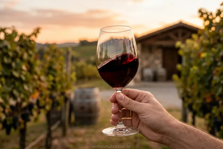 Mão segurando taça de vinho Cabernet Sauvignon