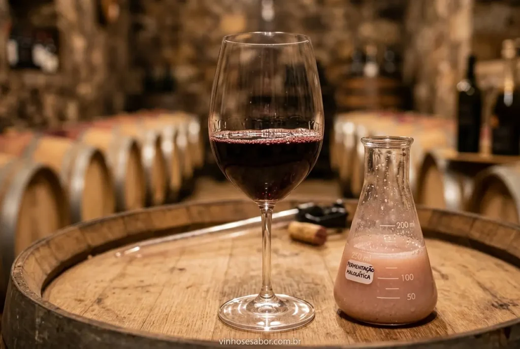 Fermentação malolática no vinho em laboratório
